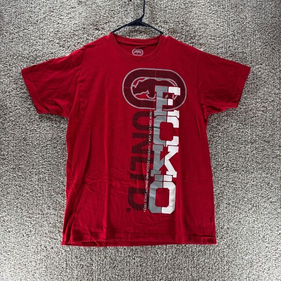 Vintage ECKO UNLTD Shirt Mens Large Red Short Sleeve Cotton Casual Y2K Adult - Picture 1 of 12